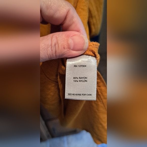 Ladies John Mark Button Front Tab Sleeve Tunic Top Collar LRG Loggin Look Rayon - Picture 6 of 11